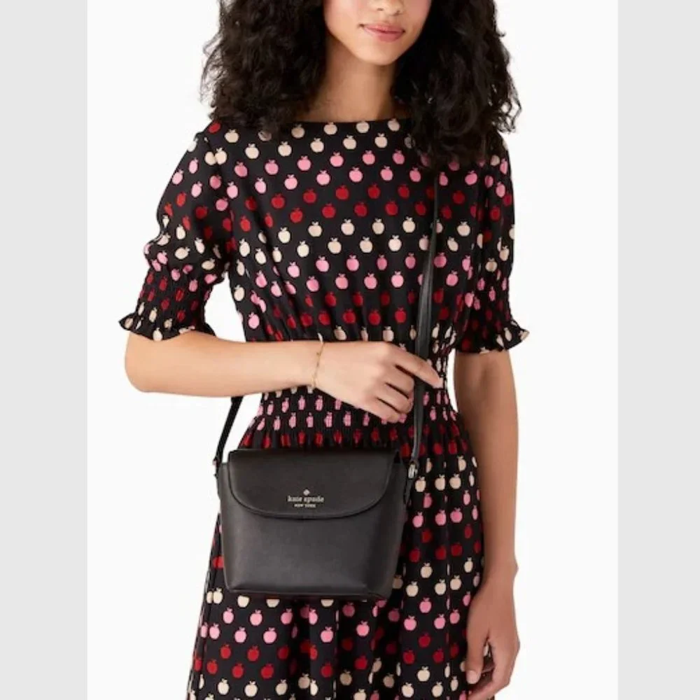 NWT KATE SPADE EMMIE FLAP LEATHER CROSSBODY (K8215 / BLACK)
